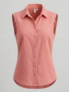 Joie Sleeveless Peach Casual Everyday Button-Down Vest Shirt Size M